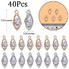 40Pcs 2 Colors Alloy Cubic Zirconia Pendants JX645A-2