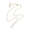 White Teardrop Shell Pearl Pendant 304 Stainless Steel Cable Chain Necklaces for Women NJEW-JN05968-4