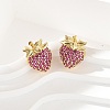 Strawberry Brass Micro Pave Cubic Zirconia Stud Earrings EJEW-M077-15G-3