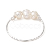Round Natural Cultured Freshwater Pearl Finger Rings RJEW-JR00851-02-4