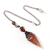 Natural Strawberry Quartz & Resin Hexagonal Pointed Dowsing Pendulums PW-WG7D05E-22-1