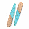 Transparent Resin & Walnut Wood Pendants X-RESI-S389-039A-B03-2