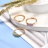 Copper Wire Wrapped Natural Gemstone Braided Bead Rings for Women RJEW-JR00393-3