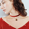 Alloy Resin Oval Pendant Single Face Dark Red Velvet Ribbon & Brass Chain Double Layered Choker Necklaces NJEW-TAC0038-7
