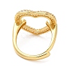 Clear Cubic Zirconia Hollow Heart Adjustable Ring RJEW-M148-04G-2