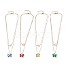 4Pcs 4 Color Glass Butterfly & Natural Pearl Pendants Double Layer Necklaces Set with Clear Cubic Zirconia NJEW-TA00043-1