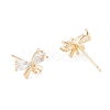 Brass Micro Pave Clear Cubic Zirconia Stud Earring Findings X-KK-D063-15G-2