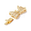 Brass Micro Pave Clear Cubic Zirconia Box Clasps KK-G427-09G-3