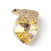 Real 18K Gold Plated Rack Plating Brass Micro Pave Clear Cubic Zirconia Pendants KK-C015-06G-05-1