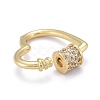 Brass Micro Pave Clear Cubic Zirconia Screw Carabiner Lock Charms ZIRC-E164-07G-3