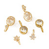 4Pcs 2 Styles Brass Micro Pave Cubic Zirconia & 2Pcs Stainless Steel Rhinestone Pendants Findings Kits FIND-TA0010-18-3