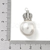 Brass Micro Pave Clear Cubic Zirconia and Creamy White Imitation Pearl Pendants KK-A300-13B-P-3