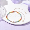 Rainbow Style Glass Seed Beads Braided Bead Bracelets for Women BJEW-JB10064-2