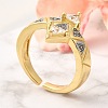 Brass Micro Pave Clear Cubic Zirconia Cuff Rings RJEW-U035-10GP-1