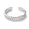Non-Tarnish 304 Stainless Steel Double Line Open Cuff Rings RJEW-D006-06P-2
