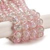 Pink & Clear Crackle Glass Round Beads Strands X-CCG-Q002-10mm-01-2