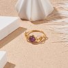 Natural Amethyst Braided Finger Ring RJEW-TA00042-02-2