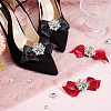 2 Pairs 2 Colors Bowknot Polyester Shoe Decorations AJEW-PH0011-51-5