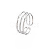 Non-Tarnish 304 Stainless Steel Triple Line Open Cuff Ring for Women RJEW-S405-232P-3