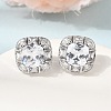 Brass Pave Cubic Zirconia & Glass Stud Earrings EJEW-G471-03P-3