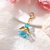 Alloy Glass Flowers Pendant Decorations HJEW-MZ00207-4
