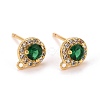 Brass Micro Pave Cubic Zirconia Stud Earrings Findings ZIRC-C030-01G-1