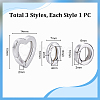 3Pcs 3 Styles 925 Sterling Silver Spring Gate Rings STER-PH0003-52-2