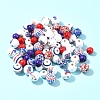 75Pcs 12 Styles Independence Day Theme Wood European Beads WOOD-FS0001-22-7