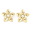 Brass ABS Plastic Imitation Pearl Flower Stud Earrings EJEW-S258-02G-4