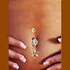 Brass Cubic Zirconia Navel Ring AJEW-EE0004-13-2