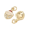 Christmas Brass Micro Pave Cubic Zirconia Enamel Charms KK-L255-19G-08-2