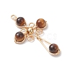 4Pcs 4 Styles Natural Tiger Eye Pendants PALLOY-TA00326-03-3