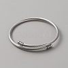 304 Stainless Steel Round Rope Chain Cuff Bangle for Women BJEW-WH0020-36P-1