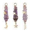3Pcs 3 Styles Natural Amethyst Pointed Copper Wire Wrapped Faceted Bullet Big Pendants PALLOY-JF03572-03-1