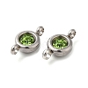 304 Stainless Steel Single Rhinestone Connector Charms STAS-E194-13P-08-3