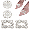 AHADEMAKER 4Pcs 2 Style Detachable Alloy Crystal Rhinestone Shoe Buckle Clips FIND-GA0002-15-1