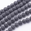 Unwaxed Natural Lava Rock Bead Strands G-F309-6mm-1