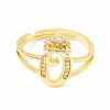 Clear Cubic Zirconia Initial Letter with Crown Adjustable Ring RJEW-M139-17O-2