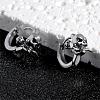 316 Stainless Steel Skull with Rose Hoop Earrings for Men Women EJEW-SZ0001-94-5