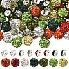 Christmas Theme 84Pcs 7 Colors Handmade Polymer Clay Rhinestone Round Beads RB-PA0001-06-1