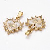 Brass Clear Cubic Zirconia Pendants ZIRC-J025-67G-06-3