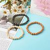 Imitation Wood Plating Acrylic Beads Stretch Bracelet Sets BJEW-JB06592-3