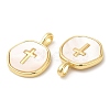 Rack Plating Brass Pendants with Shell KK-Q775-01G-2