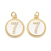 Brass Micro Pave Clear Cubic Zirconia Charms ZIRC-J040-44G-07-2