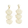Bohemian Style Raffia Shell Shape Dangle Stud Earrings FS-WG568BC-09-1