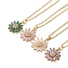 Brass Micro Pave Cubic Zirconia Pendant Necklaces for Women NJEW-E106-13KCG-1