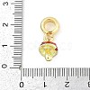 Brass Red Enamel Vegetable European Dangle Charms KK-Z090-06G-02-3