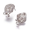 Brass Micro Pave Cubic Zirconia Stud Earring Findings KK-O121-16P-1