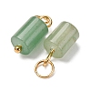 Natural Green Aventurine Column Charms with 304 Stainless Steel Jump Rings G-Q032-01F-2