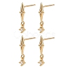 SHEGRACE Brass Micro Pave Cubic Zirconia Stud Dangle Earrings XGRQ4N692-723G-1